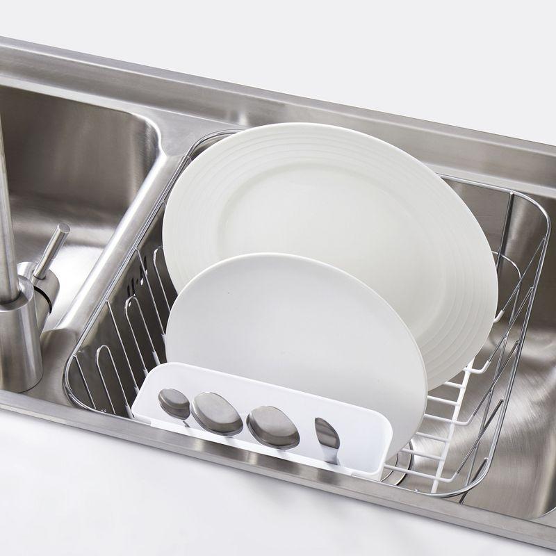 Sweet Home Collection Chrome Plated Steel 2-Piece Compact Dish Drainer with Utensil Caddy