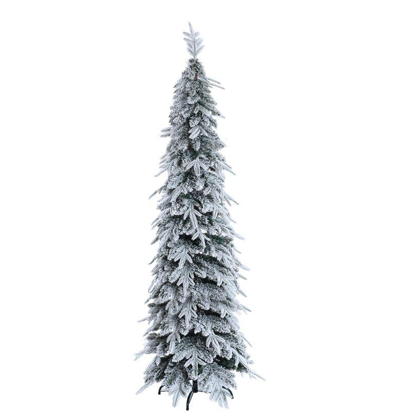 Slim 6.8ft Snow-Flocked Artificial Christmas Tree with Metal Stand