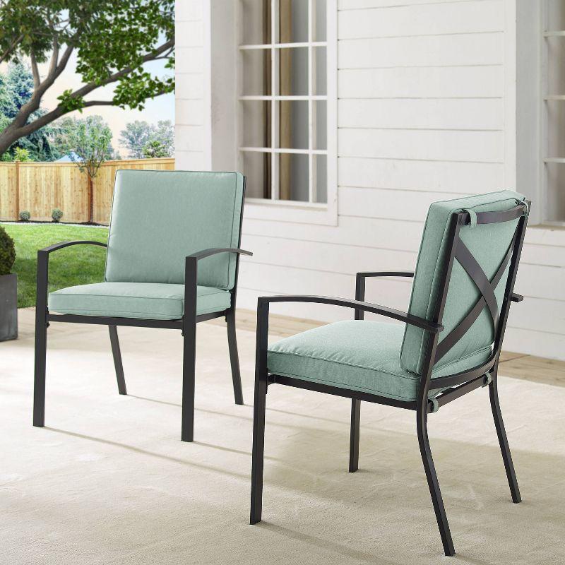 Kaplan 2pk Outdoor Rocking Chairs Mist/Oil Rubbed Bronze - Crosley: Steel Frame, X-Back Design, UV-Resistant