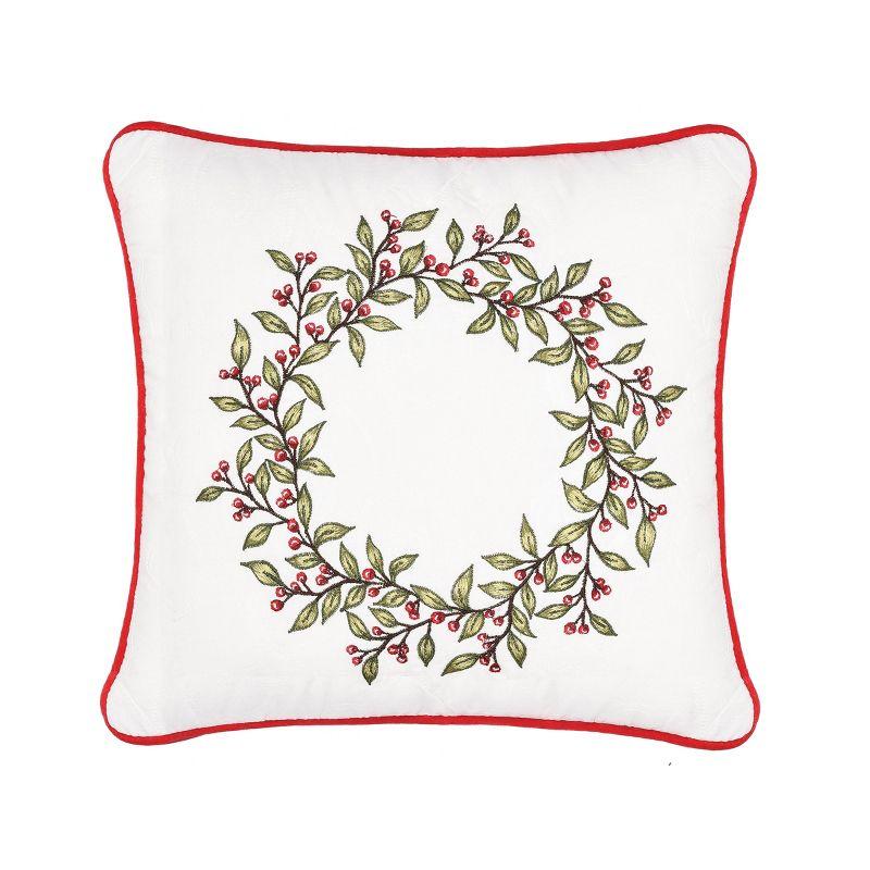 C&F Home 16" x 16" Berry Garland Embroidered Throw Pillow