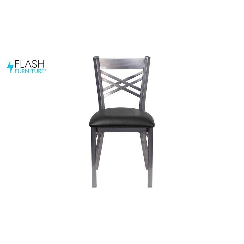 32'' Clear Coated Steel & Walnut Wood Cross Back Side Chair