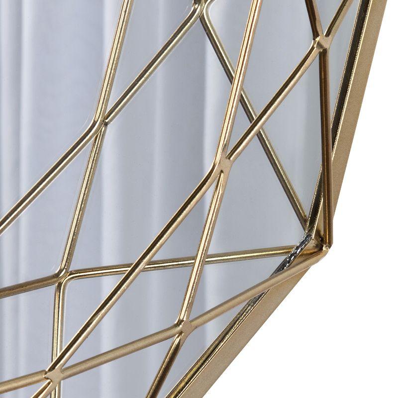 Gold Geometric Metal Round Accent Wall Mirror