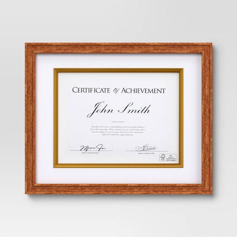 11"x14" Matted to 8.5"x11" Certificate Frame Mid-Tone Wood - Threshold™