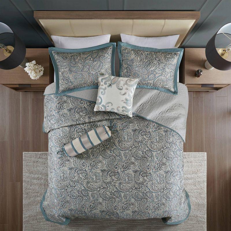 Madison Park Aubrey 5 Piece Jacquard Bedspread Set with Throw Pillows