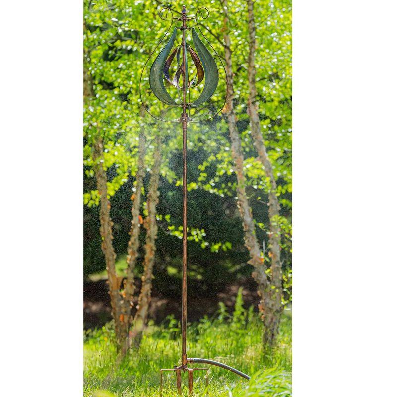 Evergreen 87.5"H Misting Wind Spinner, Copper and Verdigris Tulip