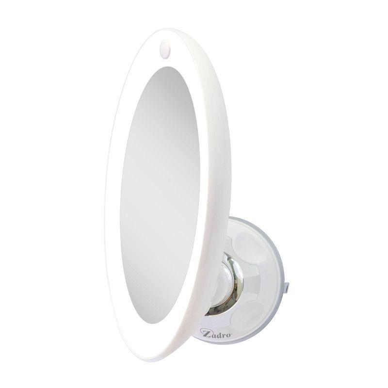 LED Lighted Swivel Power Suction Cup Mirror - Zadro: 10x Magnifying, Battery Operated, Round Vanity Mirror