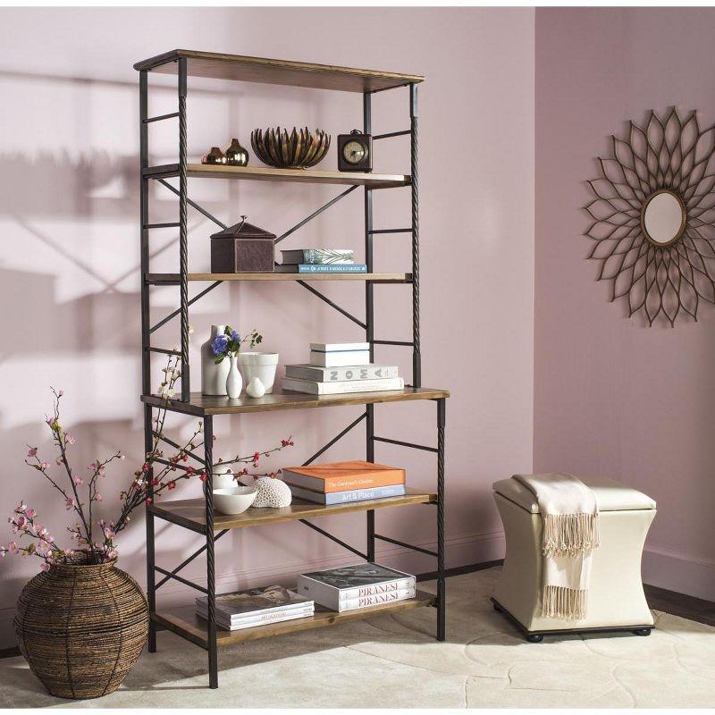 Brooke 6-Tier Walnut and Pewter Industrial Etagere