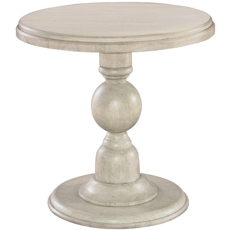 Traditional Linen White Round Wood End Table 28"