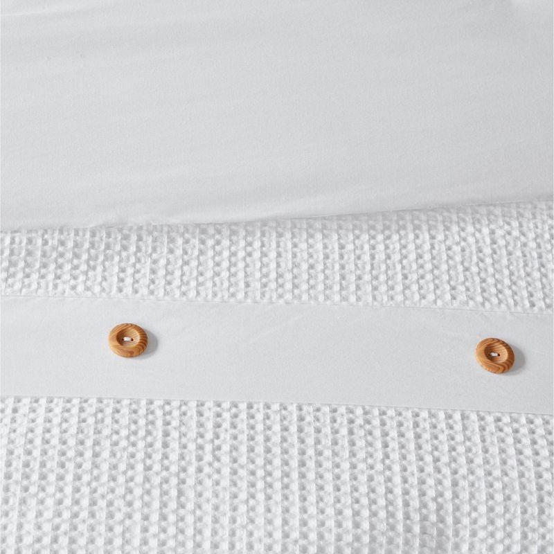 White Cotton Waffle Weave Full/Queen Duvet Cover Set