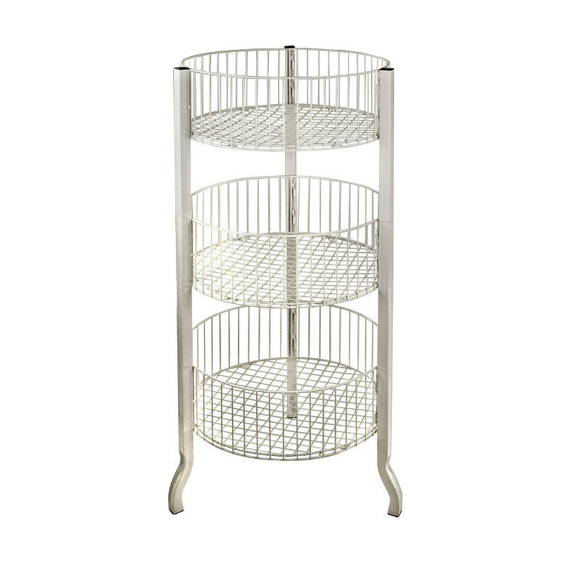 Azar Displays Three-Tiered Large White Wire Bin