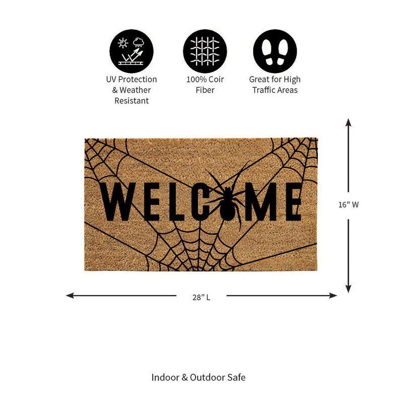 Evergreen 16 x 28 Inches Welcome Door Mat | Non-Slip Rubber Backing | Dirt catching Natural Coir | Indoor and Outdoor Home Decor