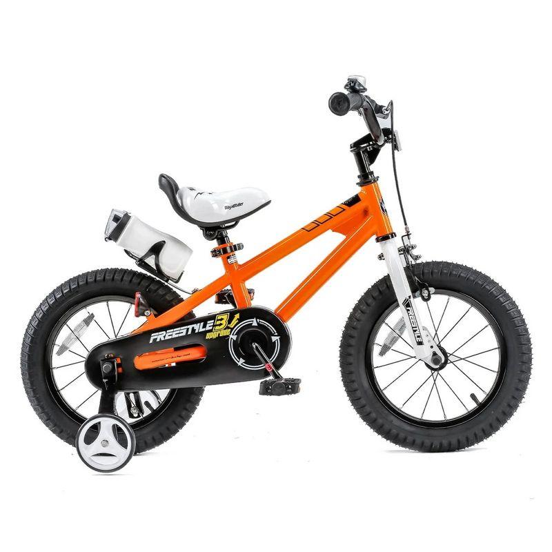 RoyalBaby Freestyle 14" Children Kids Bicycle Bike w/Handbrake, Coasterbrake, Training Wheels, and Water Bottle for Boys and Girls Ages 3 to 5, Orange