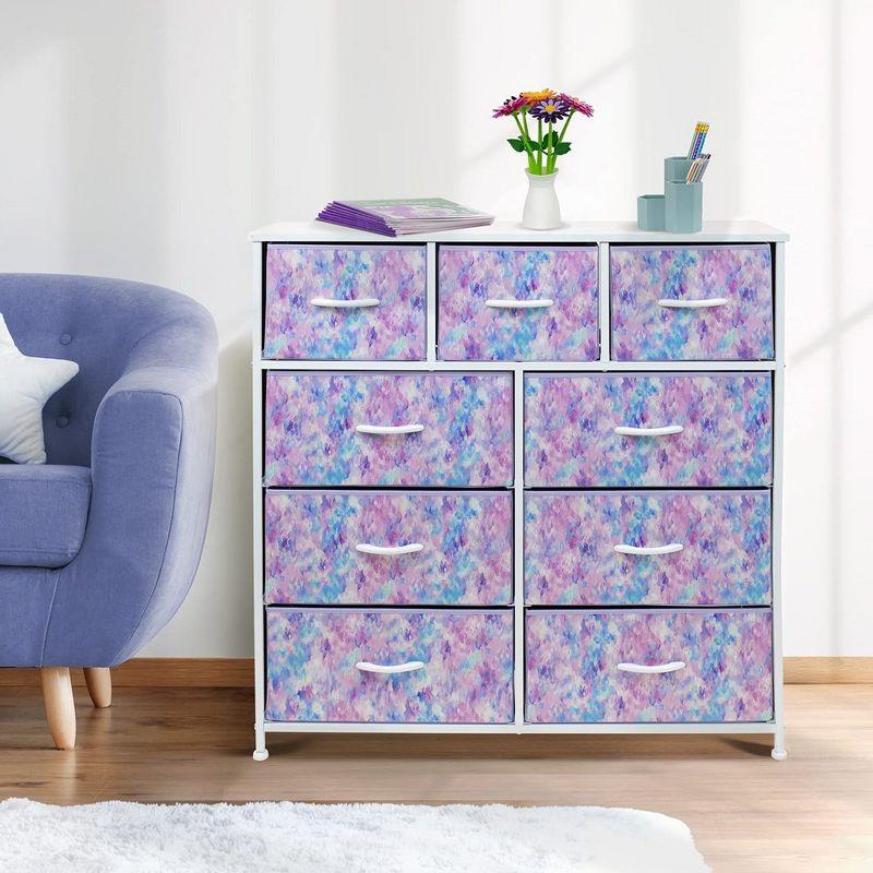 Sorbus Dresser with 9 Drawers - Furniture Storage Chest Tower Unit for Bedroom, Closet, etc - Steel Frame, Wood Top, Fabric Bins