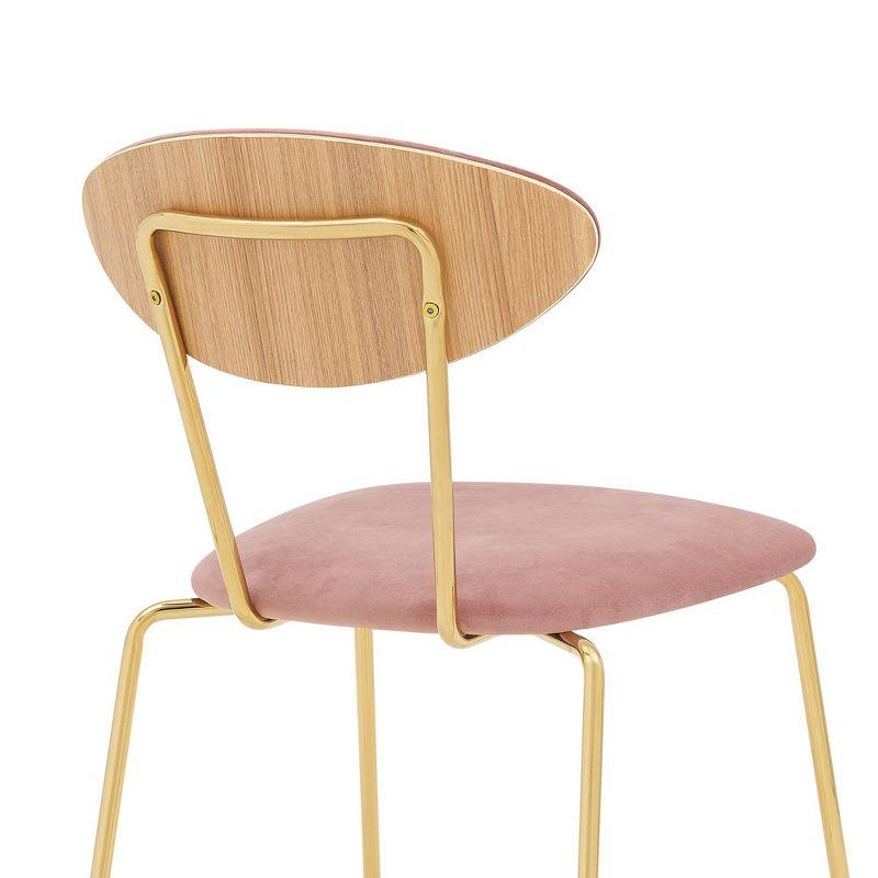 Elegant Pink Velvet Upholstered Side Chair with Gold Metal Legs