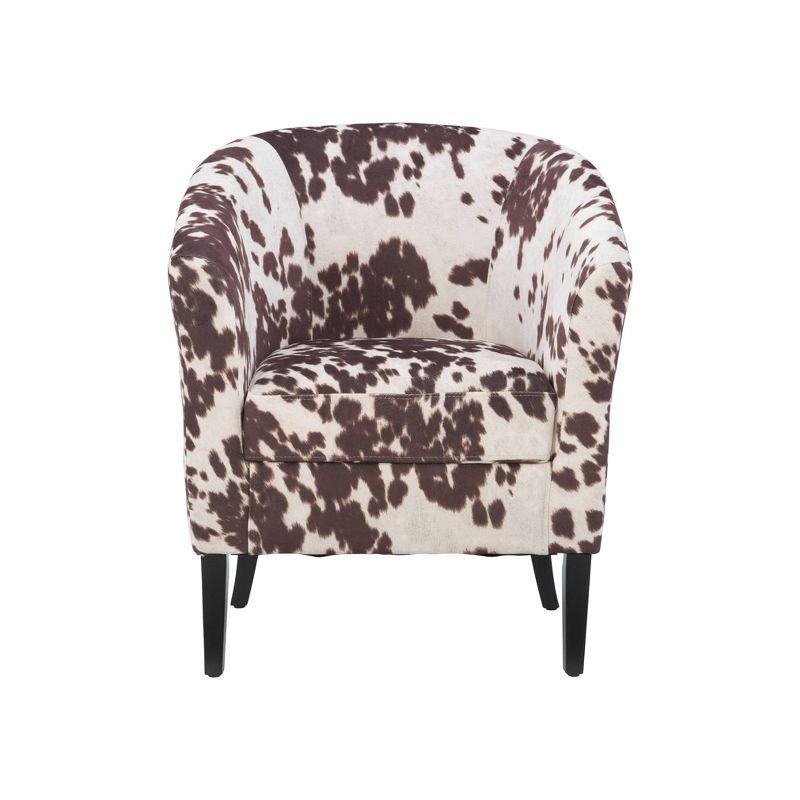 Simon Modern Barrel Club Chair: Udder Madness Pattern, Microfiber - Linon