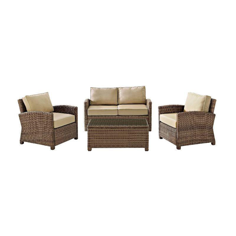 Bradenton 4pc Outdoor Wicker Conversation Set - Sand - Crosley: Steel Frame, UV-Resistant, with Coffee Table