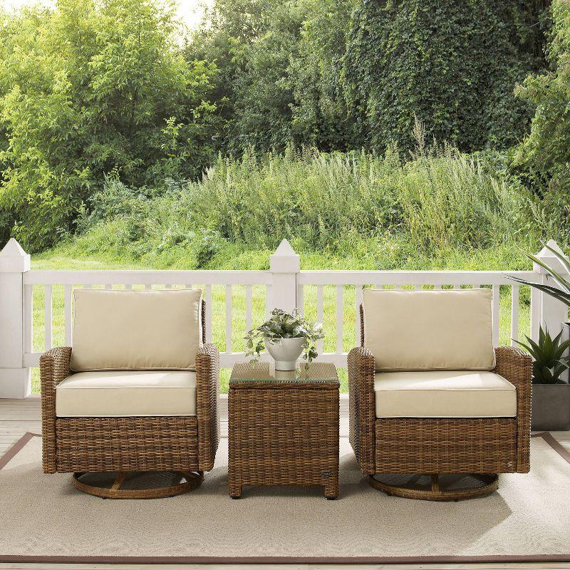 Bradenton 3-Piece Outdoor Wicker Swivel Rocker Chair Set