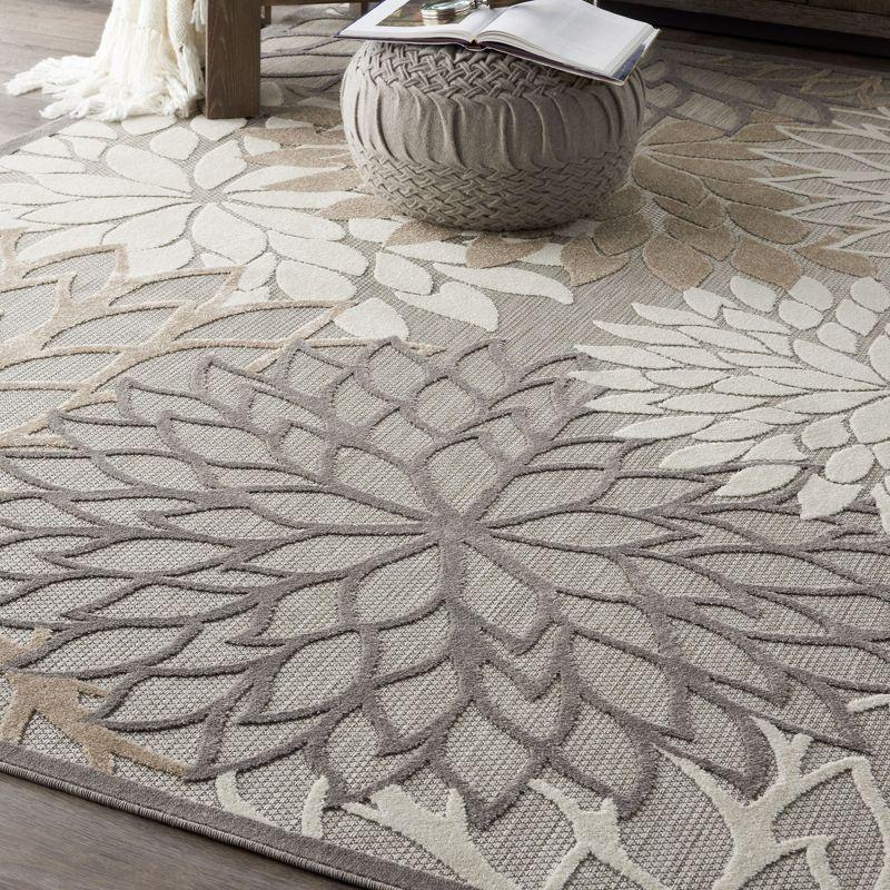 Nourison Aloha Floral Bloom Flatweave High-Low Indoor Outdoor Area Rug Natural 9'6" x 13'