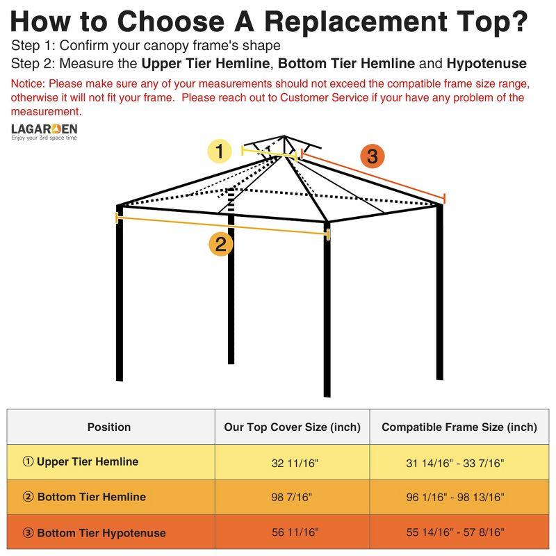 Yescom 8x8 Ft 2-Tier Gazebo Top Replacement Beige+White