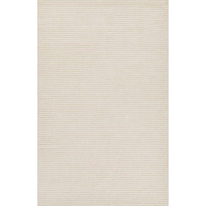 Handmade White Wool Rectangular Rug 2 ft x 4 ft