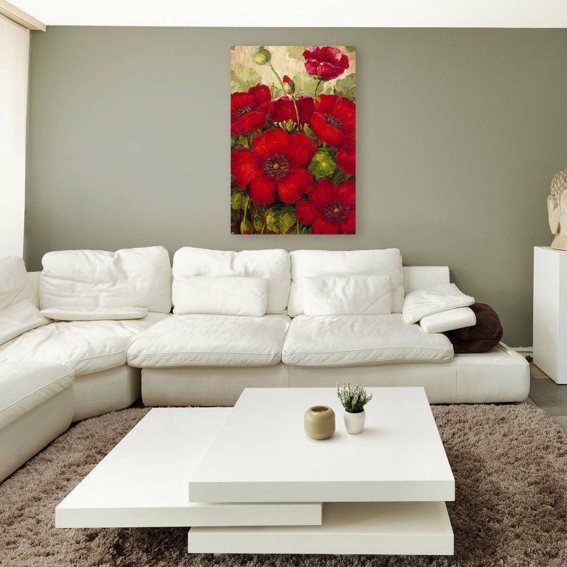 22" x 32" Red Poppies Canvas Art by Rio