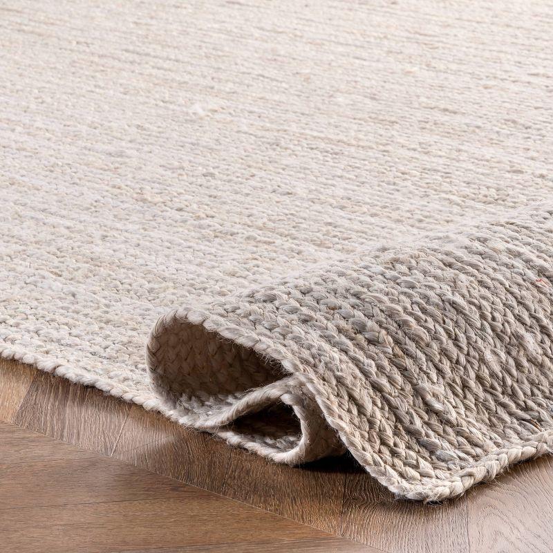 Eco-Friendly Artisanal Off White Braided Jute Rug 3' x 5'