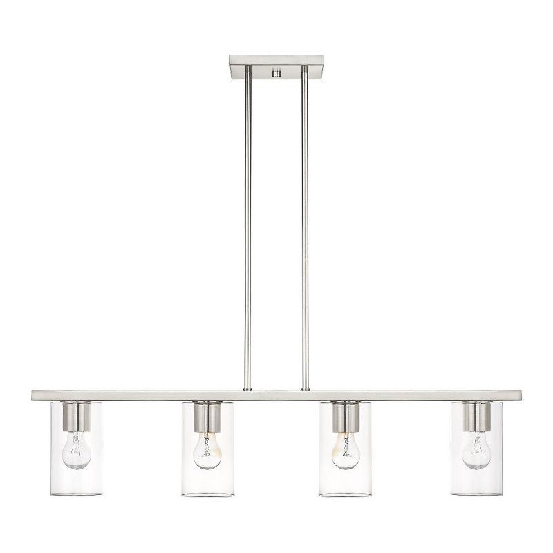 Brushed Nickel 4-Light Crystal Chandelier with Clear Glass