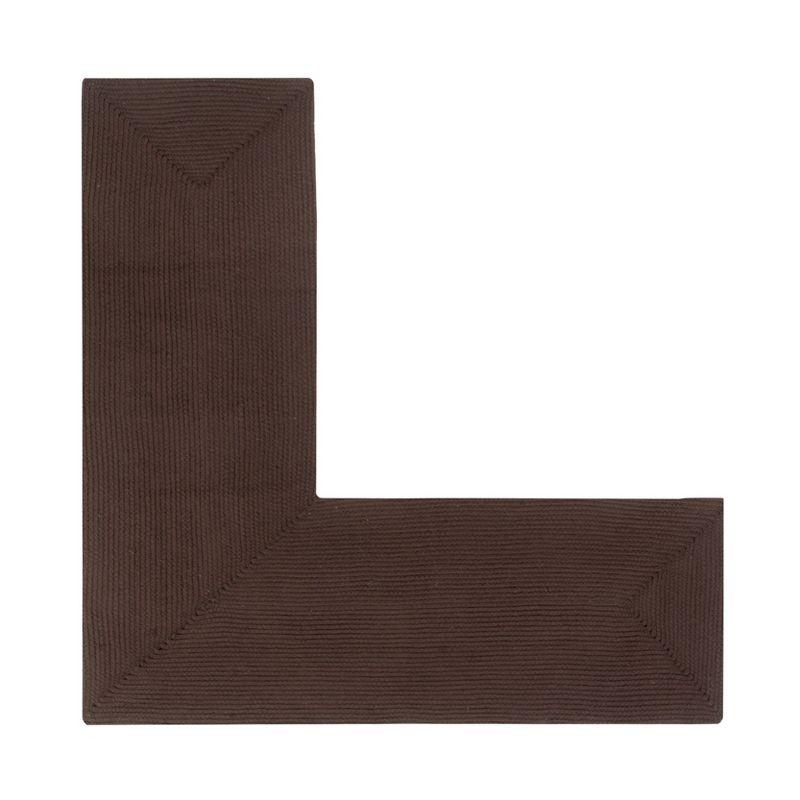 24" x 68" Alpine Collection Chocolate Solid Reversible Indoor Area Utility L-Shape Rug - Better Trends