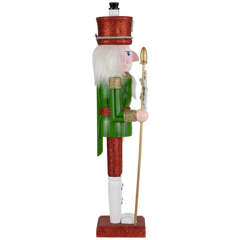 Glittered Nutcracker With Snowflake Scepter Christmas Figure - 15" - Red And Green