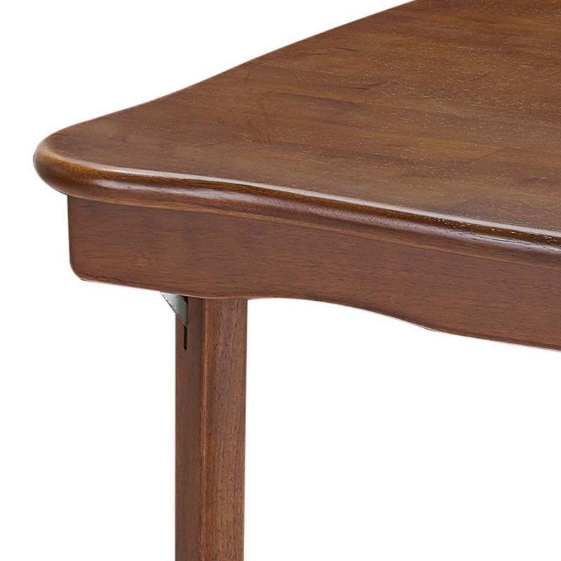 Traditional Fruitwood Finish Solid Wood Scalloped Edge Folding Card Table