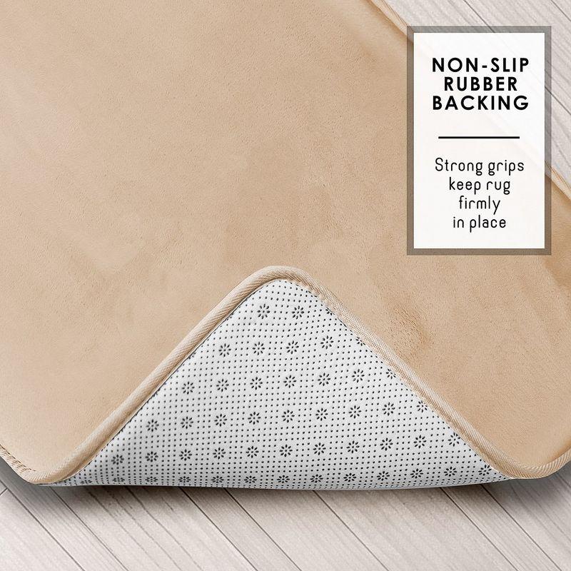 Hearth & Harbor Bathroom Rugs, Velvet Memory Foam Bath Mat - Ultra Soft Beige Cream Large Bath Rug, 20X32