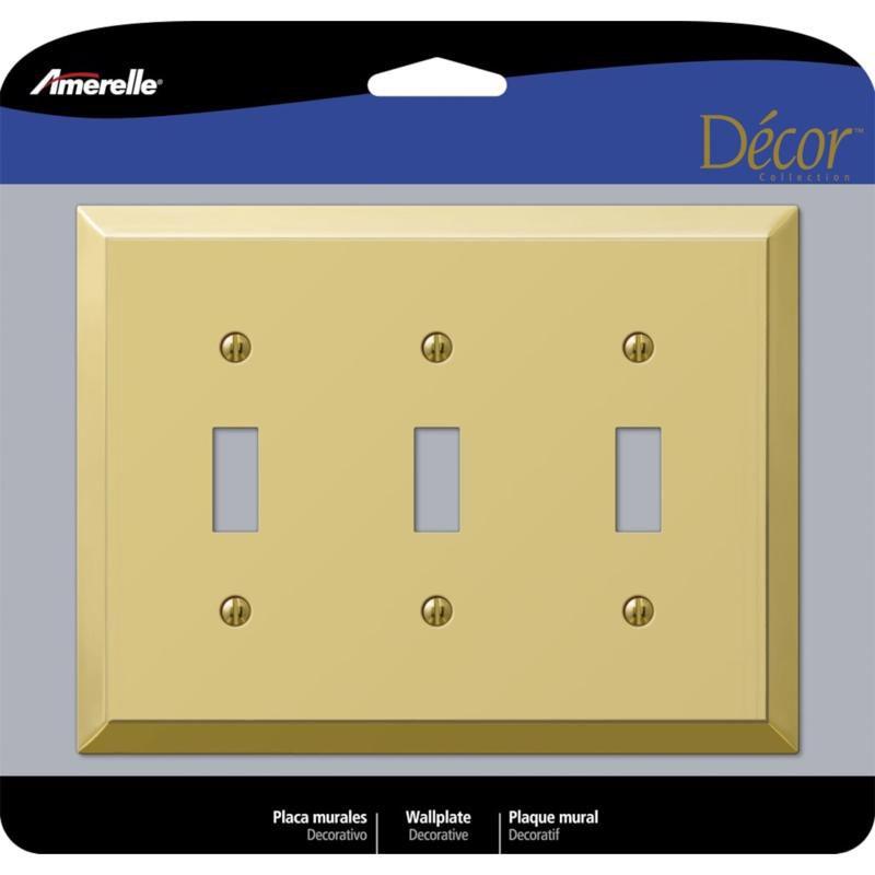 Polished Brass 3-Gang Toggle Wall Plate