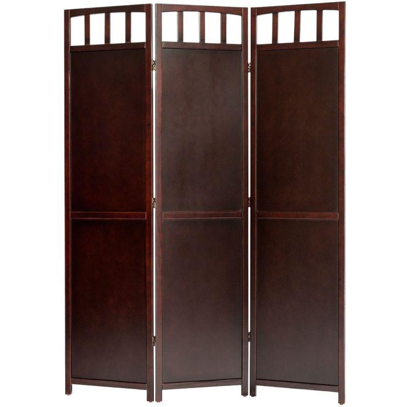 Espresso Solid Wood 3-Panel Folding Room Divider