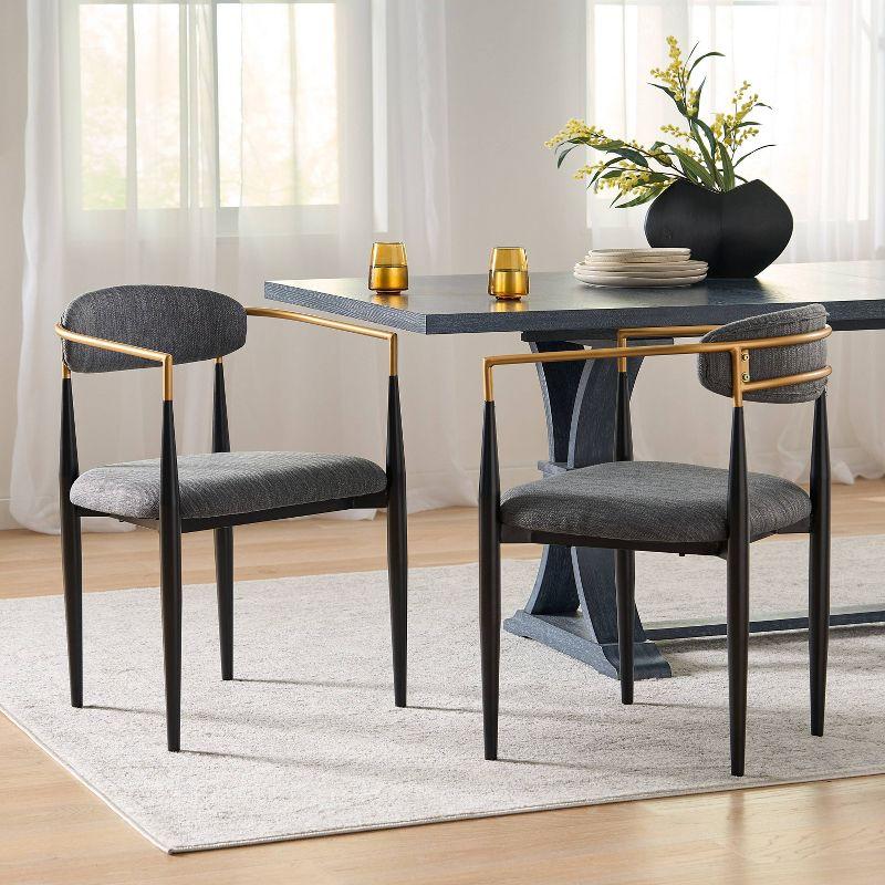 Christopher Knight Home Set of 2 Elmore Iron Upholstered Dining Chairs Charcoal/Black/Gold