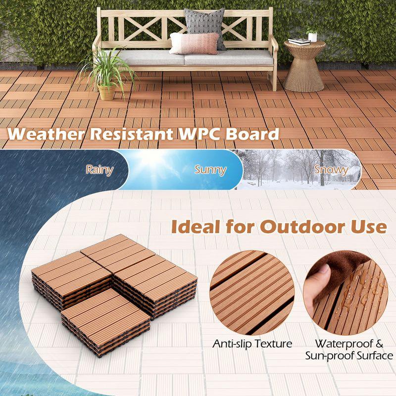 Tangkula 18PCS Interlocking Deck Tiles 12" x 12" Waterproof All Weather Flooring Covering