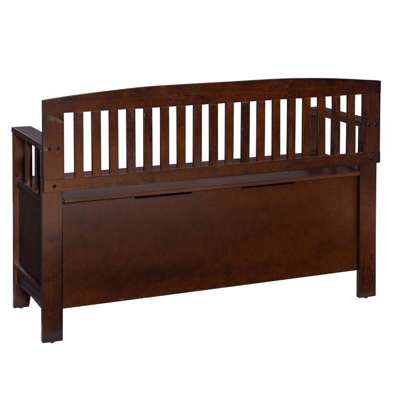 Cynthia Walnut Solid Wood Storage Bench with Slat Back