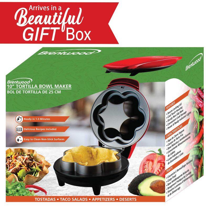 Brentwood TS-257R 10-In. Electric Tortilla Taco Bowl Maker, Red