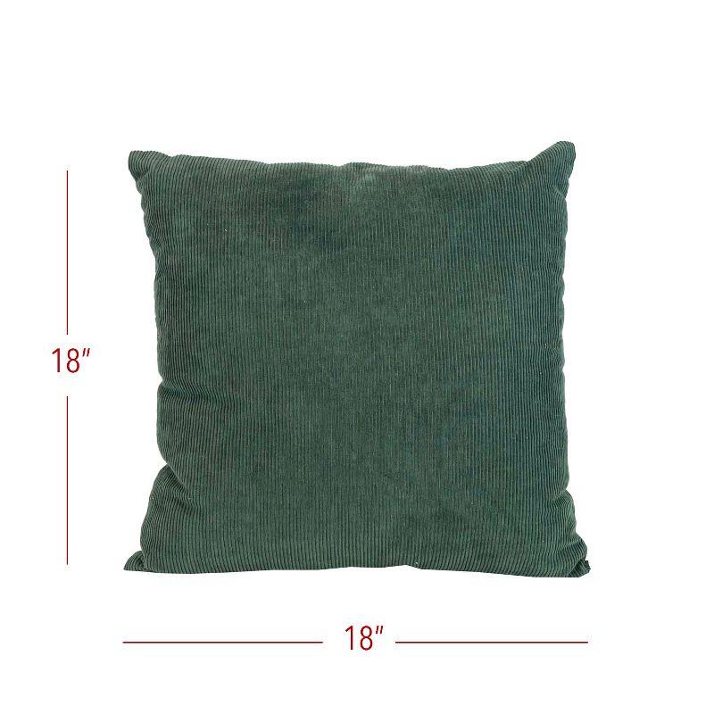 18x18 Green Corduroy Velvet Throw Pillow with Cotton and Polyester