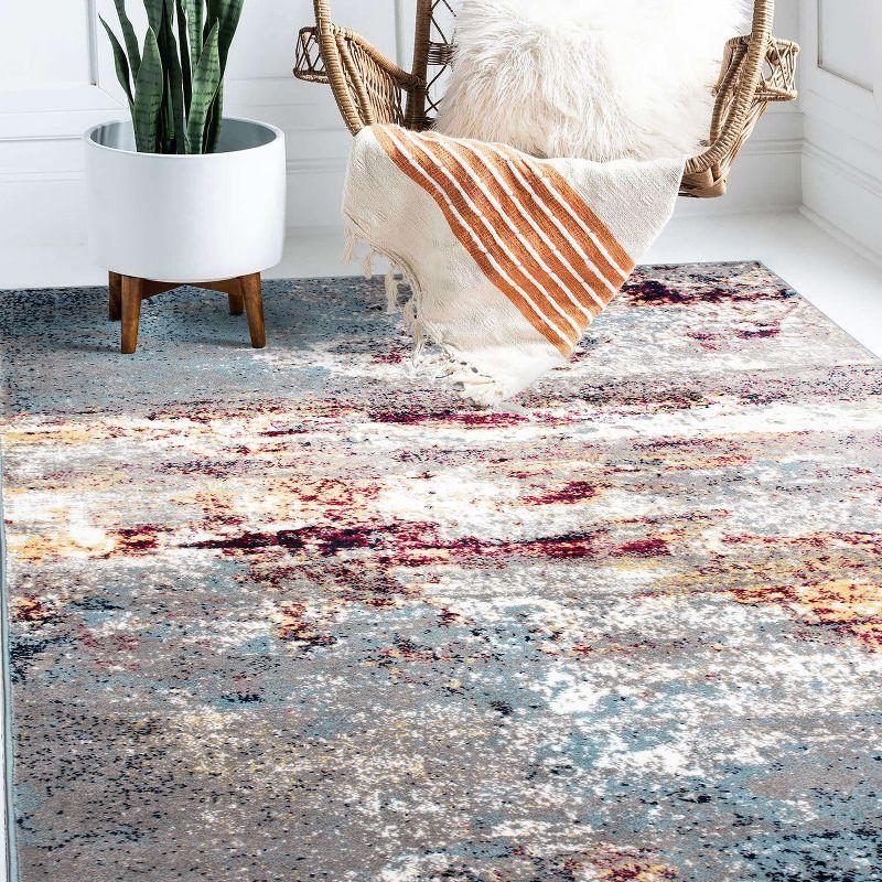 World Rug Gallery Distressed Abstract Watercolor Multi 5' x 7' Area Rug