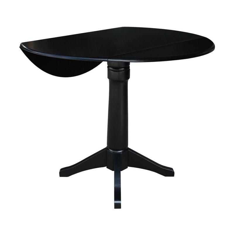 Elegant 45" Round Black Wood Dual Drop Leaf Counter Height Table