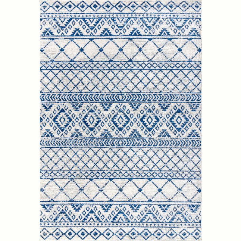 Blue Synthetic Reversible Rectangular 8' x 10' Area Rug