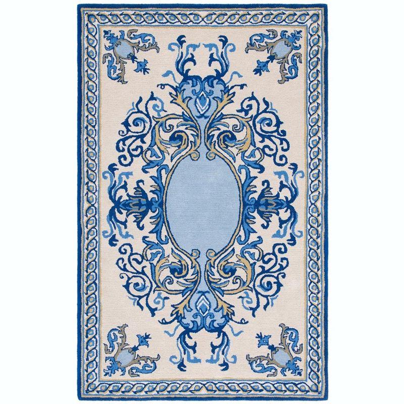 Empire Blue and Ivory Hand-Tufted Wool Area Rug