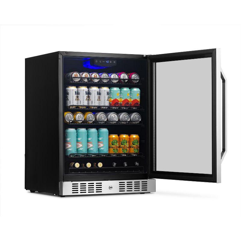 Newair 24" Built-in or Freestanding 177 Can Beverage Fridge in Stainless Steel