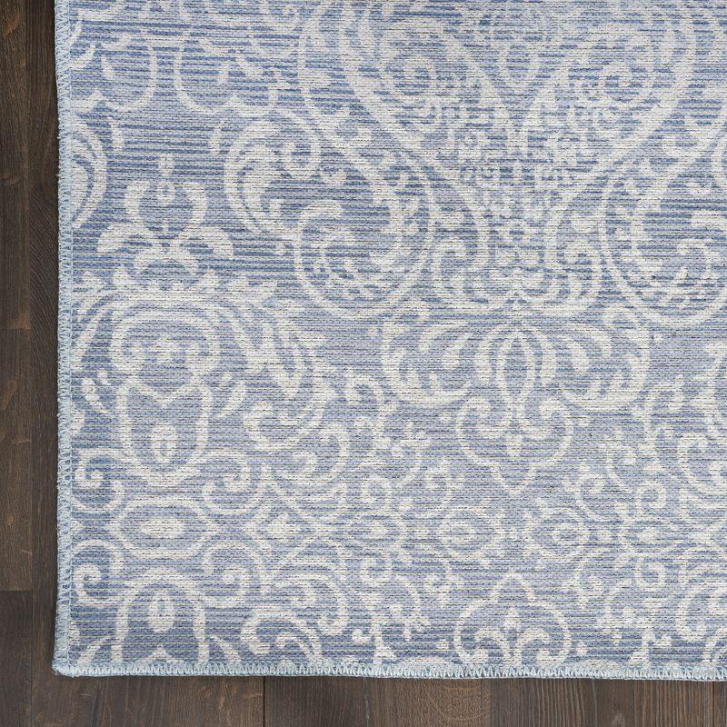 Slate Damask Chenille 8' x 10' Easy-Care Area Rug