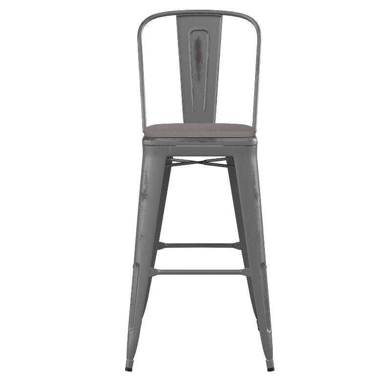 Flash Furniture Lincoln 30'' High Indoor Bar Height Stool with Back with Poly Resin Wood Seat