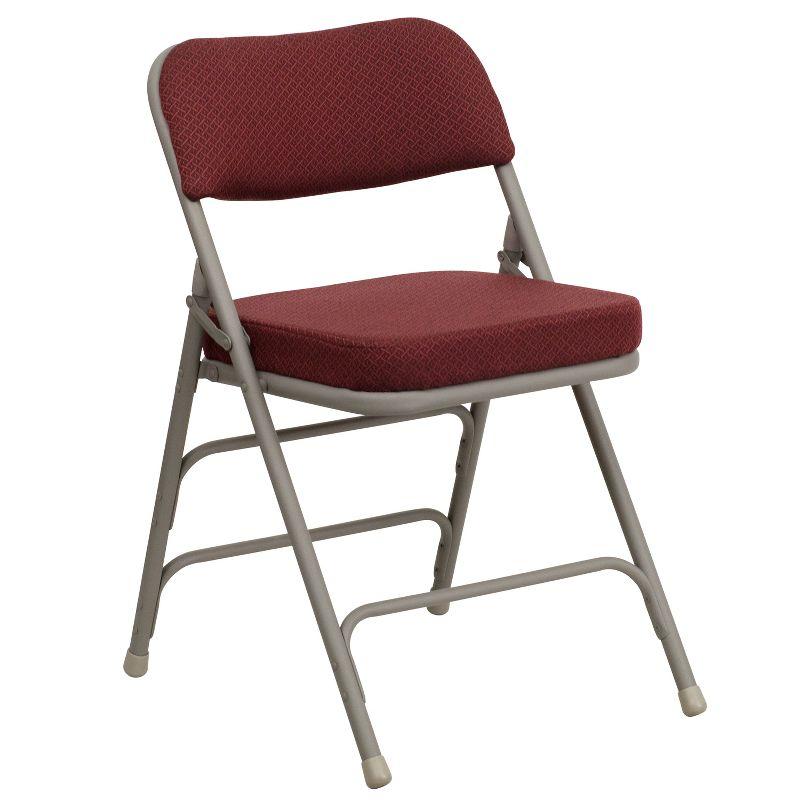 Set of 2 Burgundy Fabric Cushioned Metal Folding Reception Chairs