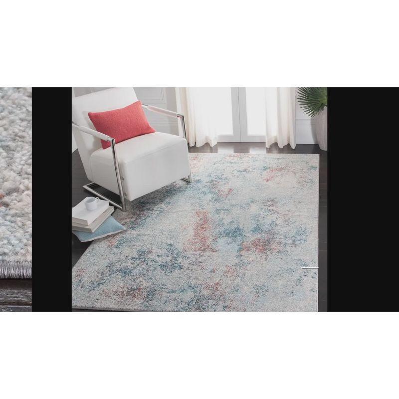 Off-White Abstract Square Stain-Resistant Area Rug