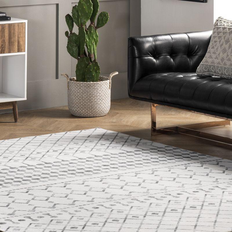 Nuloom Blythe Trellis 3x5 Machine Washable Accent Indoor Area Rug for Living Room Bedroom Dining Room Entryway Kitchen, Grey/Off White