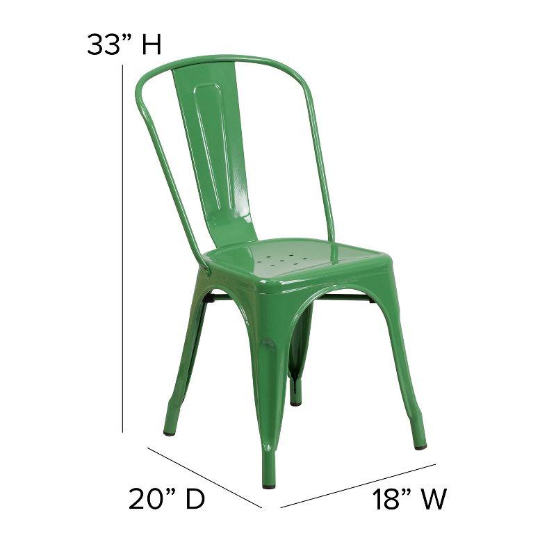 Flash Furniture Commercial Grade Green Metal Indoor-Outdoor Stackable Chair