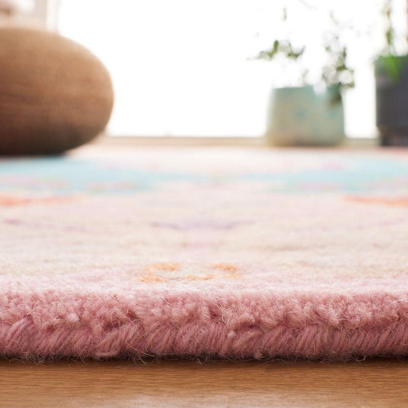 Handmade Tufted Wool-Viscose Blend Rectangular Rug in Blue/Pink, 8' x 10'